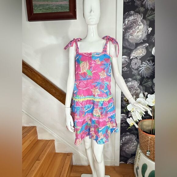 Marié by Victoria Dunn Pink and Blue Ruffled Tiered Sundress - Picture 4 of 7